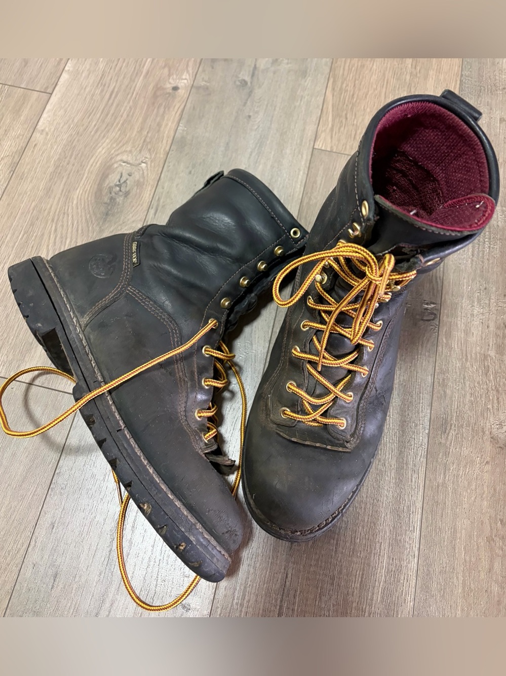 Georgia boot GORE-TEX Brown Leather Work Boots with Gold Laces size 10w